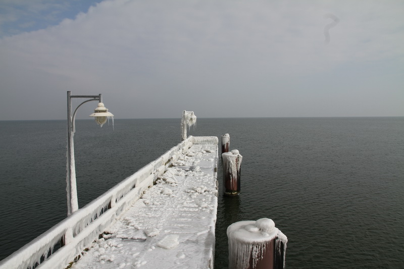 Frosted Pier on the Baltic Sea in Göhren - Rügen